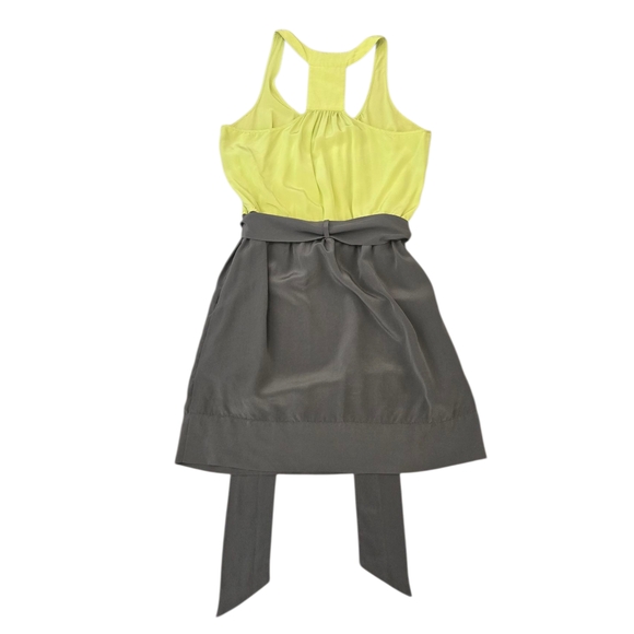 Charlie Jade 100% Silk Lime Green and Gray Dress Small - Picture 2 of 3